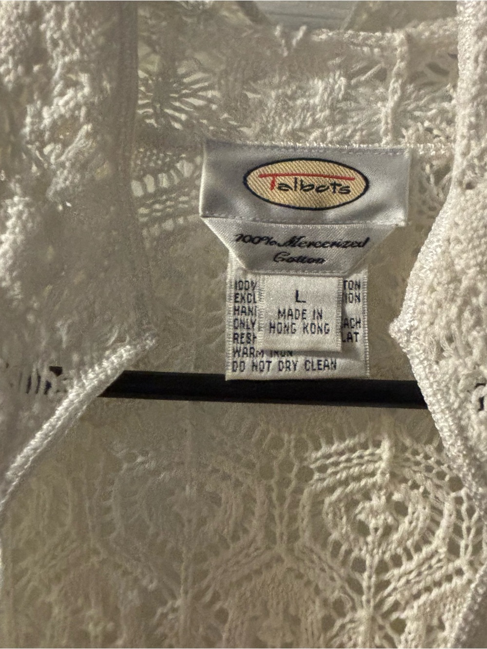 Talbots Y2K Boho Cottagecore Coquette Cream Crochet Open-Front Blazer Large - Picture 5 of 7